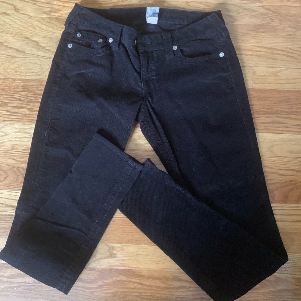 Black corduroy True religion pants